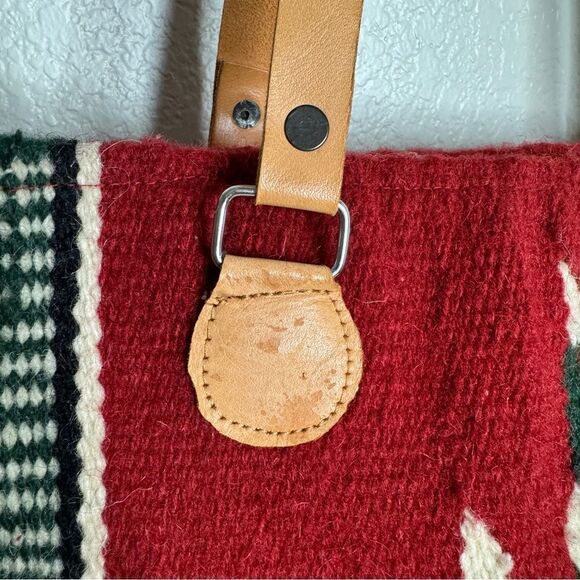 Vintage red wool kilim southwestern large carryall carpet tote bag - Picture 10 of 14